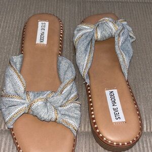 Steve Madden Women's Denim and Tan Knotted Sandals